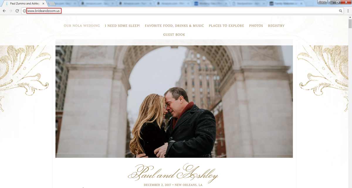 Wedding website domain name examples