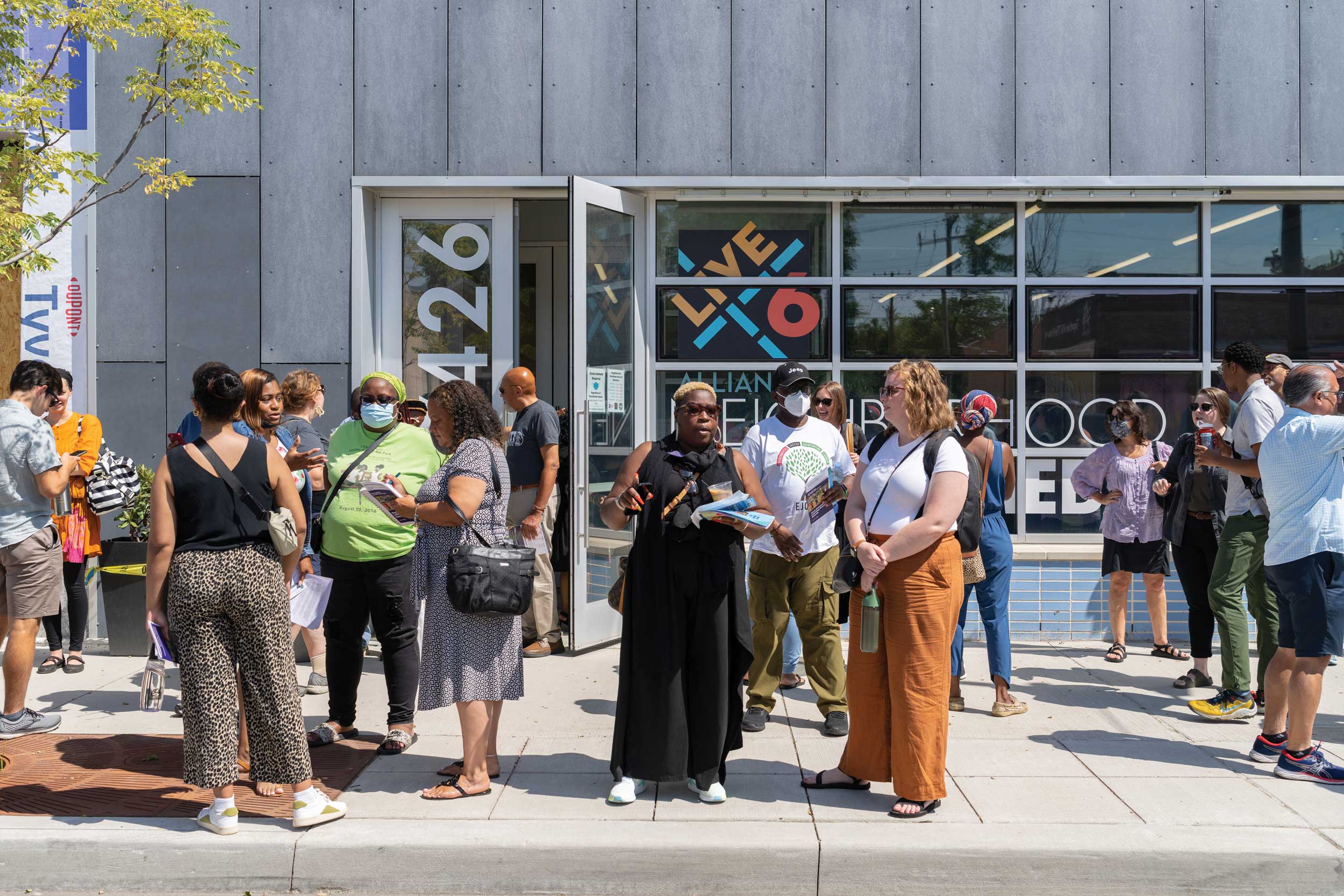 The Civic Commons Learning Network gathers at Home Base in Detroit to learn about the work (Photography: Nadir Ali) 